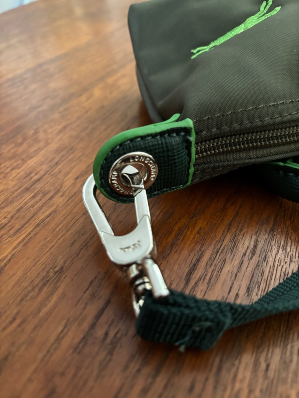 Longchamp Small Crossbody in Dark Green with Lime Accents - Picture 5 of 10